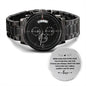 Engraved Black Chronograph Watch