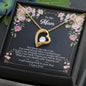 White gold Heart neckless with crystals, polished pendant for military mom
